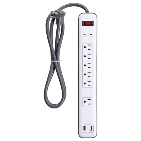 PRIME 6-Outlet Multimedia Surge Protector Power Strip with Dual USB Charger PB525106